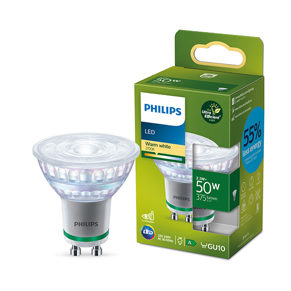 Signify Philips GU10 LED spot | Ultra Efficient | 2700K | 2.1W (50W)  LPH03260 - 1