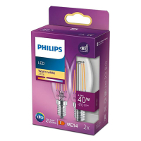 Signify Philips LED lamp E14 | Kaars B35 | Filament | 2700K | 4.3W (40W) 2 stuks  LPH02446