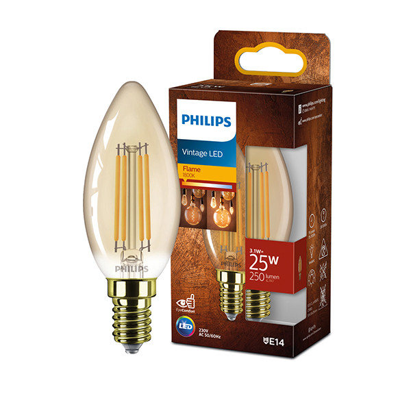 Signify Philips LED lamp E14 | Kaars B35 | Filament | Goud | 1800K | 3W (25W)  LPH03334 - 1