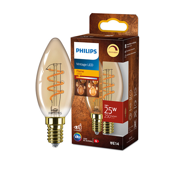 Signify Philips LED lamp E14 | Kaars B35 | Filament | Goud | 2200K | Dimbaar | 3W (25W)  LPH03332 - 1