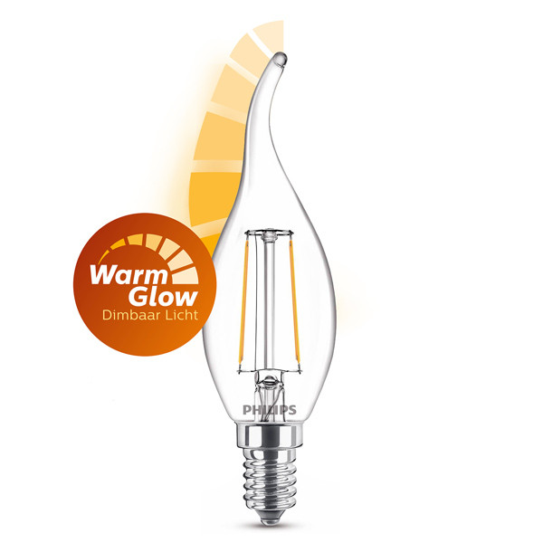 Signify Philips LED lamp E14 | WarmGlow | Sierkaars BA35 | Filament | 2200-2700K | Dimbaar | 3.4W (40W)  LPH02563 - 1