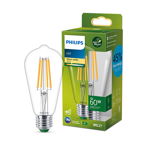 Signify Philips LED lamp E27 | Edison ST64 | Ultra Efficient | Filament | Helder | 2700K | 4W (60W)  LPH03274 - 1