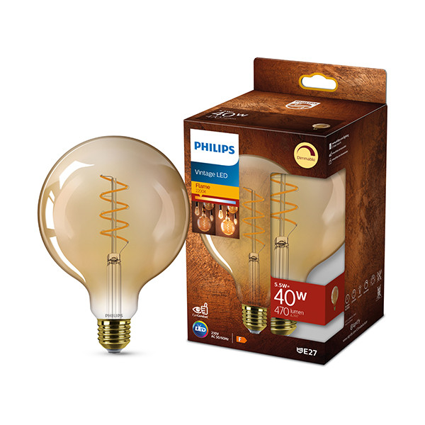 Signify Philips LED lamp E27 | Globe G125 | Filament | Goud | 2200K | Dimbaar | 5.5W (40W)  LPH03234 - 1