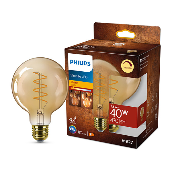 Signify Philips LED lamp E27 | Globe G95 | Filament | Goud | 2200K | Dimbaar | 5.5W (40W)  LPH03236 - 1
