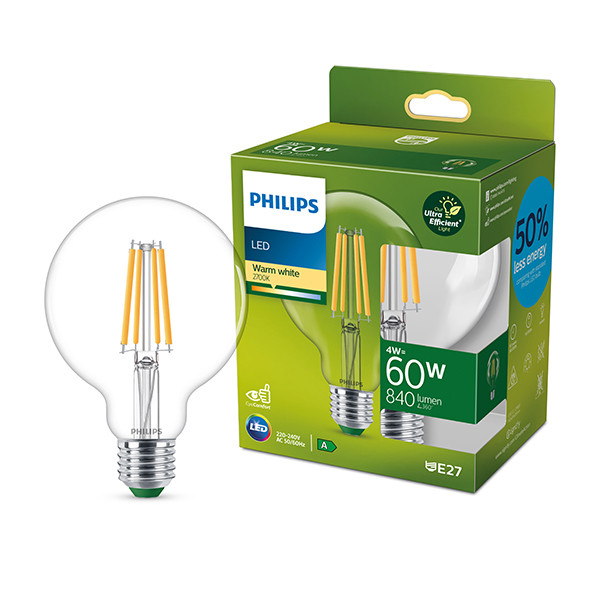 Signify Philips LED lamp E27 | Globe G95 | Ultra Efficient | Filament | Helder | 2700K | 4W (60W)  LPH03254 - 1