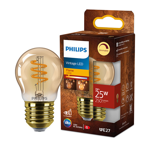 Signify Philips LED lamp E27 | Kogel P45 | Filament | Goud | 1800K | Dimbaar | 3W (25W)  LPH03310 - 1