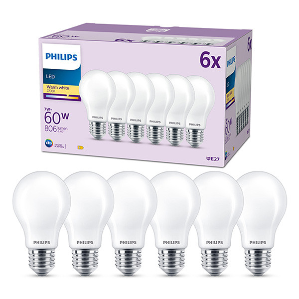 Signify Philips LED lamp E27 | Peer A60 | Mat | 2700K | 7W (60W) | 6 stuks  LPH03015 - 1
