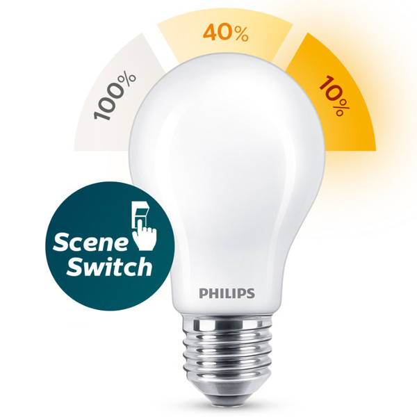 Signify Philips LED lamp E27 |  Peer A60 | SceneSwitch | Mat | 2200-2500-2700K | 7.5W (60W)  LPH02499 - 1
