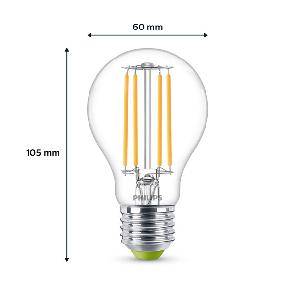 Signify Philips LED lamp E27 | Peer A60 | Ultra Efficient  | Filament | 3000K | 2.3W (40W)  LPH02569 - 2