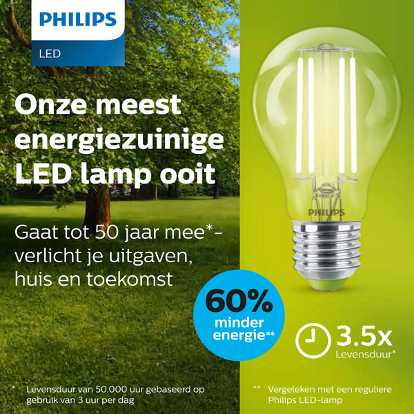 Signify Philips LED lamp E27 | Peer A60 | Ultra Efficient  | Filament | 3000K | 2.3W (40W)  LPH02569 - 7