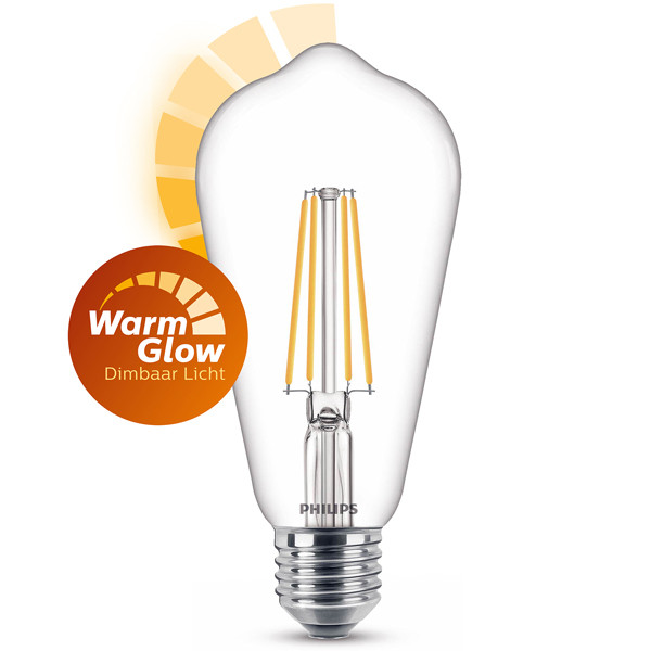 gewelddadig inflatie Componeren Philips LED lamp E27 | WarmGlow | Edison ST64 | Filament | 2200-2700K |  5.9W (60W) Signify 123led.nl