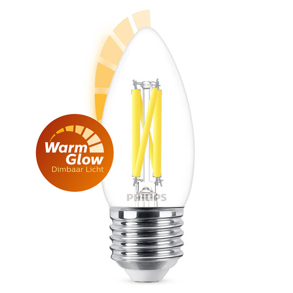 Signify Philips LED lamp E27 | WarmGlow | Kaars B35 | Filament | 2200-2700K | 3.4W (40W)  LPH02555 - 1