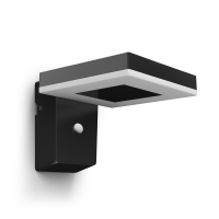 Signify Philips myGarden Solar wandlamp met sensor | Zonal | 3000K | Ultra Efficient | Vierkant | IP44 | Zwart  LPH03543