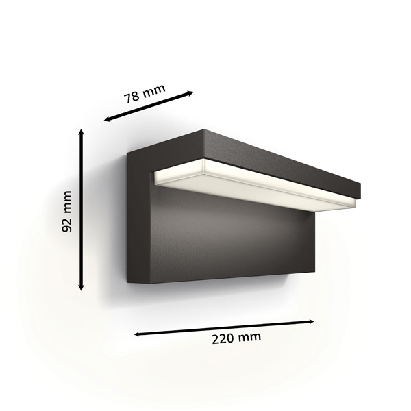 Signify Philips myGarden wandlamp | Bustan | 2700K | Ultra Efficient | IP44 | 3.8W | Antraciet  LPH03508 - 3