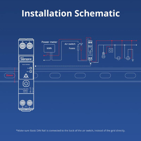 Sonoff DIN-rail slimme schakelaar | 32A | Wit | Matter LSO00018 - 8