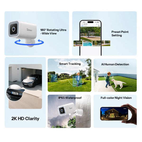 Sonoff Slimme camera voor buiten | USB voeding | 2K | IP65 | WiFi LSO00040 - 7