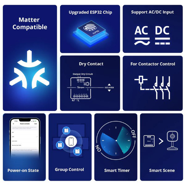 Sonoff Slimme schakelaar | Droogcontact | WiFi | Matter LSO00014 - 3