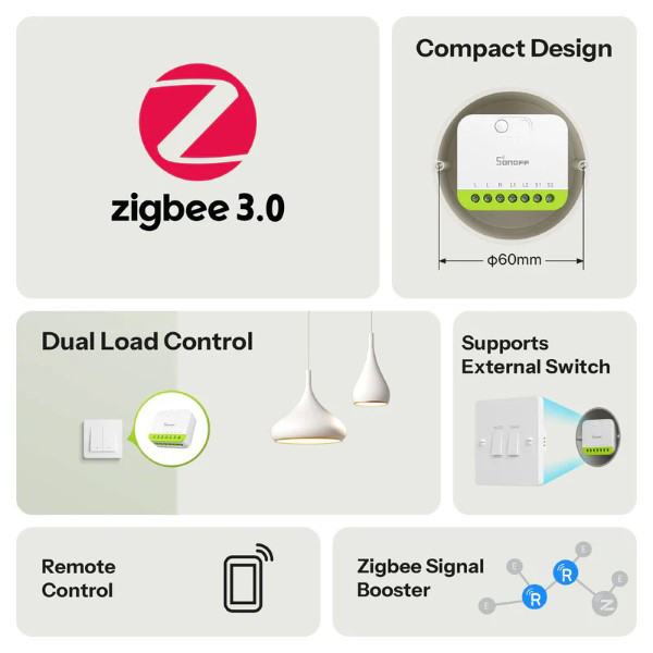 Sonoff Slimme schakelaar 2-voudig | 10A | Zigbee LSO00016 - 4