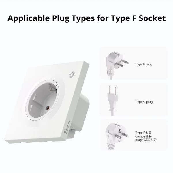 Sonoff Slimme wandcontactdoos | Type E | 16A | Matter over WiFi LSO00032 - 8