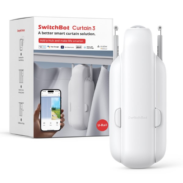 Switchbot Curtain 3 slimme gordijnmotor | Geschikt voor U-rails | Wit LSW00002 - 1