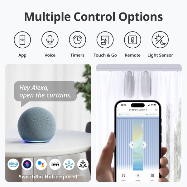 Switchbot Curtain 3 slimme gordijnmotor | Geschikt voor U-rails | Wit LSW00002 - 6