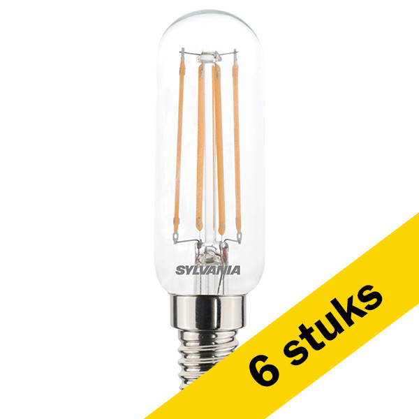 Sylvania Aanbieding: 6x Sylvania LED lamp E14 | Buis T25 | Filament | Helder | 2700K | 4.5W (40W)  LSY00473 - 1