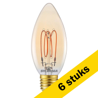 Sylvania Aanbieding: 6x Sylvania LED lamp E14 | Kaars C35 | Vintage | Goud | 2000K | Dimbaar | 3.5W (25W)  LSY00477