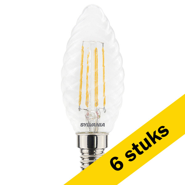 Sylvania Aanbieding: 6x Sylvania LED lamp E14 | Kaars ST35 | Filament | 2700K | 4.5W (40W)  LSY00411 - 1