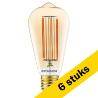 Sylvania Aanbieding: 6x Sylvania LED lamp E27 | Edison ST64 | Vintage | Goud | 2000K | Dimbaar | 7W (50W)  LSY00483