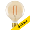 Aanbieding: 6x Sylvania LED lamp E27 | Globe G125 | Vintage | Goud | 2000K | Dimbaar | 7W (50W) LSY00487 - 1