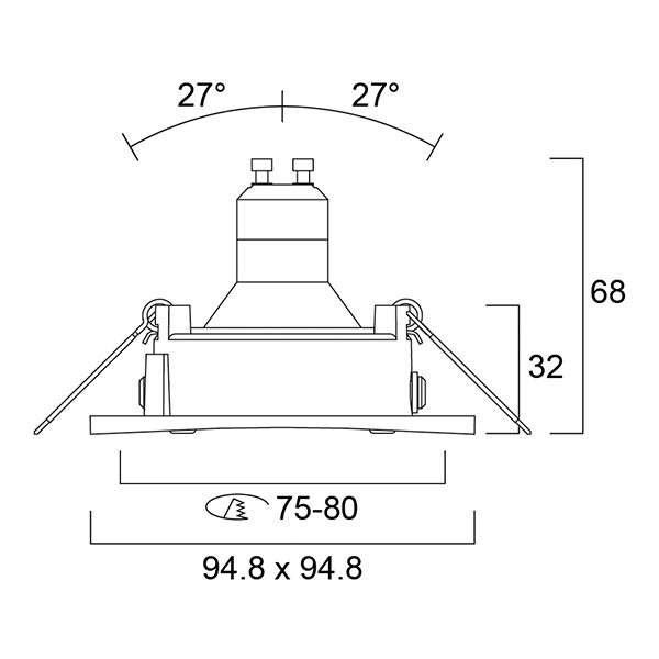 Sylvania Inset Trend 75 GU10 armatuur | Vierkant | IP44 | Zwart  LSY00756 - 9