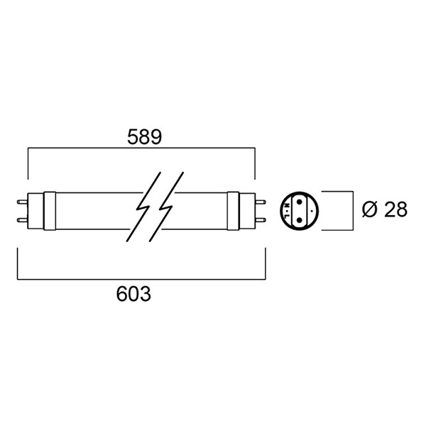 Sylvania LED TL buis 60 cm | 3000K (830) | 1000 lumen (HO) | T8 (G13) | 6.6W LSY00301 - 2