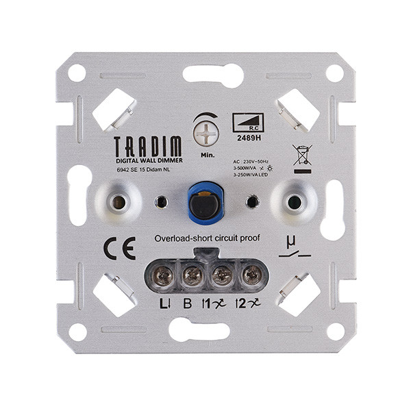 Tradim Led dimmer inbouw 3-500W | Fase Afsnijding (RC) | Tradim 2489H  LDR04021 - 1