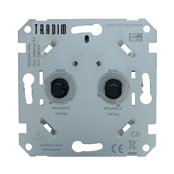 led duo dimmer inbouw 2x 1 100w digitaal tradim 2496 fase afsnijding tradim 123led nl