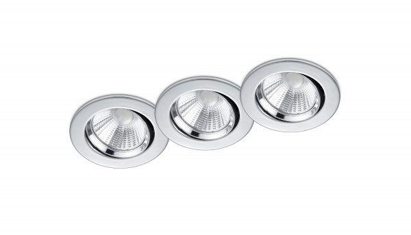 Trio Aanbieding: 3x Led inbouwspot | Rond | Pamir | Chroom | Dimbaar | Ø 72mm | 5.5W  LTR00067 - 1