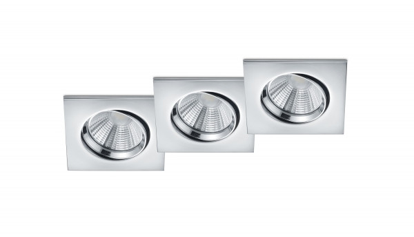 Trio Aanbieding: 3x Led inbouwspot | Vierkant | Pamir | Chroom | Dimbaar | Ø 72mm | 5.5W  LTR00064 - 1