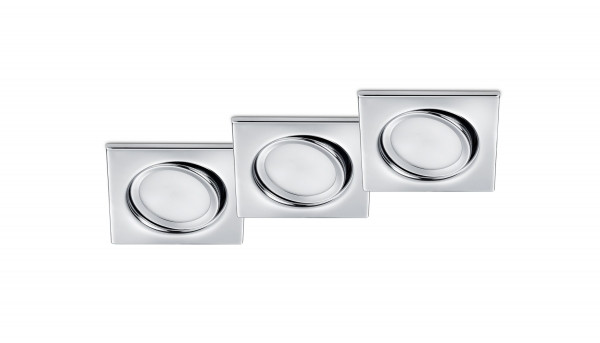 Trio Aanbieding: 3x Led inbouwspot | Vierkant | Rila | Chroom | Ø 68mm | 5W  LTR00052 - 1