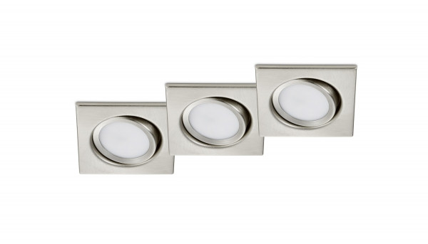Trio Aanbieding: 3x Led inbouwspot | Vierkant | Rila | Nikkel | Ø 68mm | 5W  LTR00053 - 1
