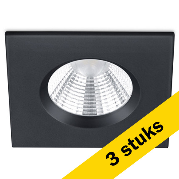Trio Aanbieding: 3x Led inbouwspot | Vierkant | Zagros | Zwart | Dimbaar | Ø 72mm | IP65 | 5.5W  LTR00215 - 1