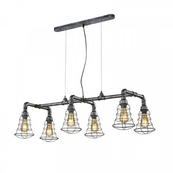 Trio Gotham hanglamp zilver, geschikt voor 6 x E27  LTR00189 - 1