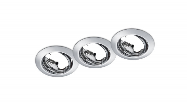 Trio Inbouwarmatuur Jura rond geschikt voor GU10 (Trio, Chroom, 3 stuks)  LTR00038 - 1