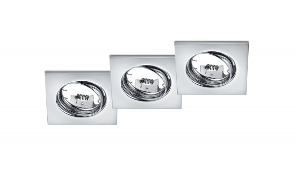 Trio Inbouwarmatuur Jura vierkant geschikt voor GU10 (Trio, Chroom, 3 stuks)  LTR00035 - 1