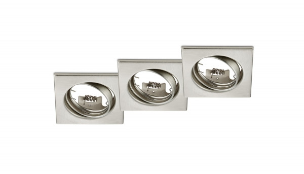 Trio Inbouwarmatuur Jura vierkant geschikt voor GU10 (Trio, Nikkel, 3 stuks)  LTR00036 - 1
