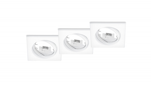 Inbouwarmatuur Jura vierkant geschikt voor GU10 (Trio, Wit, 3 stuks) LTR00037 - 1