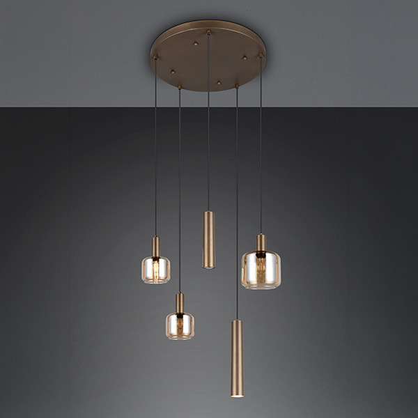 LED Hanglamp | Mataro 5 | Rond | Platinum Bruin | IP20 | Trio Lighting LTR00915 - 1