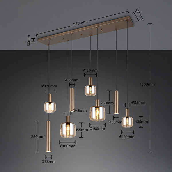 LED Hanglamp | Mataro 8 | Rond | Platinum Bruin | IP20 | Trio Lighting LTR00914 - 5