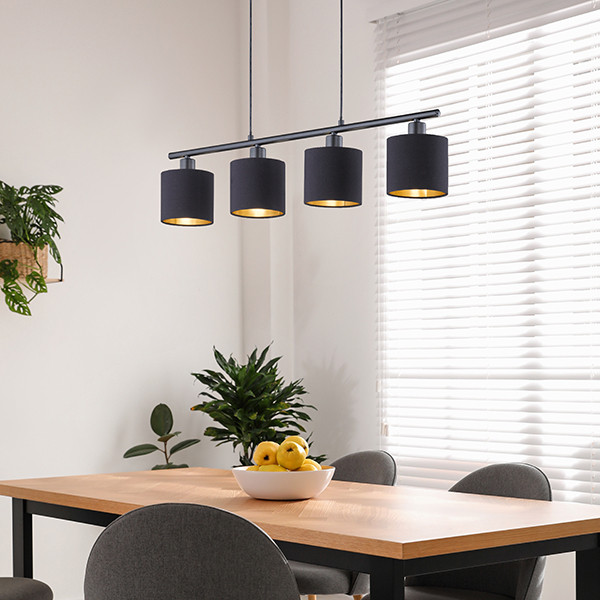 LED Hanglamp E14 | Tommy | Zwart-goud | Verstelbaar | IP20 | 4 stuks | Trio Lighting LTR00768 - 4