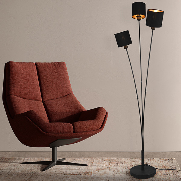 LED Vloerlamp E14 | Tommy | Rond | Zwart-goud | IP20 | 4 spots | Trio Lighting LTR00770 - 3