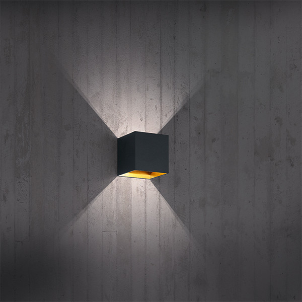 LED Wandlamp | Up & Down | Louis | Vierkant | Zwart-goud | 3000K | IP20 | Trio Lighting LTR00757 - 2