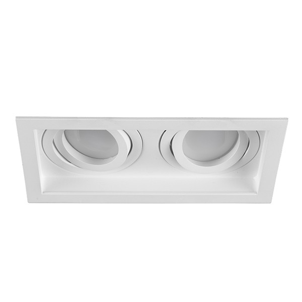 Led inbouwspot | Rechthoek | Kenai | Wit | 2x GU10 | Ø 165mm | IP20 LTR00870 - 1